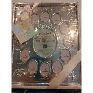 Bright Future Hand Polished Silver Baby's "My First Year" Picture Collage Frame